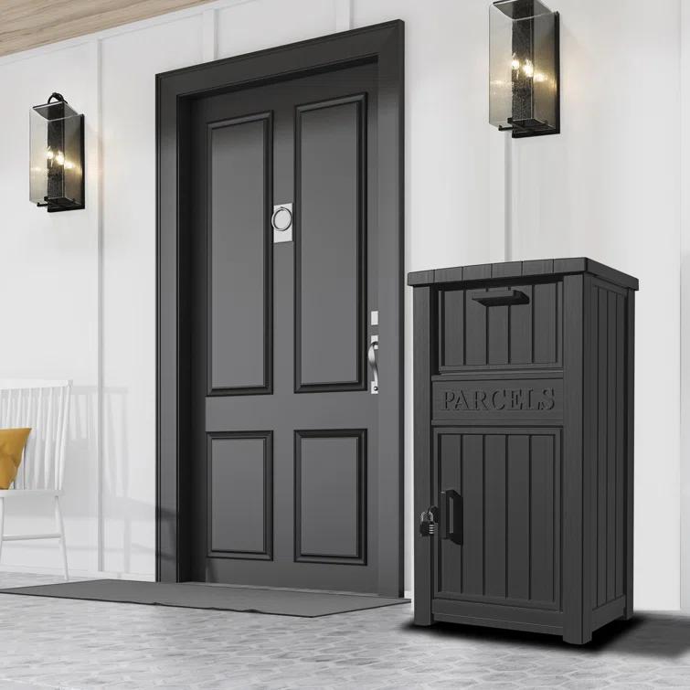 LHBcraft Resin Package Drop Box, Lockable Package Delivery and Outdoor Storage Box
