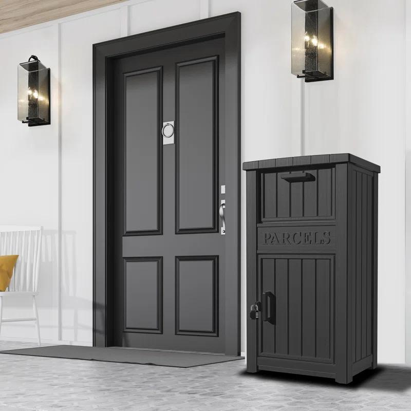 LHBcraft Resin Package Drop Box, Lockable Package Delivery and Outdoor Storage Box