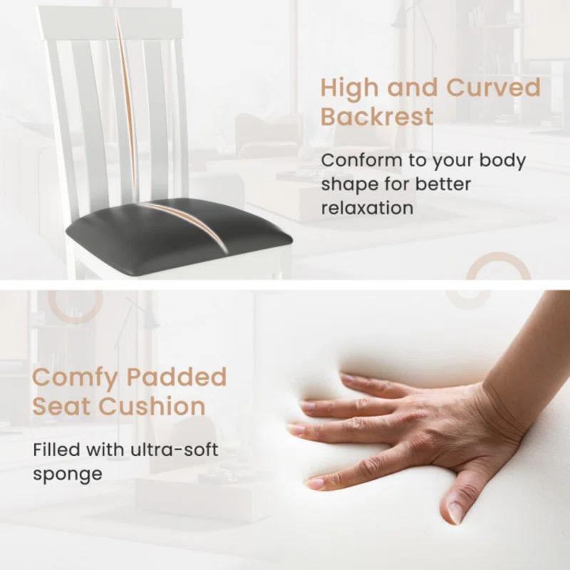 Lark Manor™ Dining Chair Set of 2 Upholstered Wooden Kitchen Chairs with Padded Seat and Rubber Wood Frame