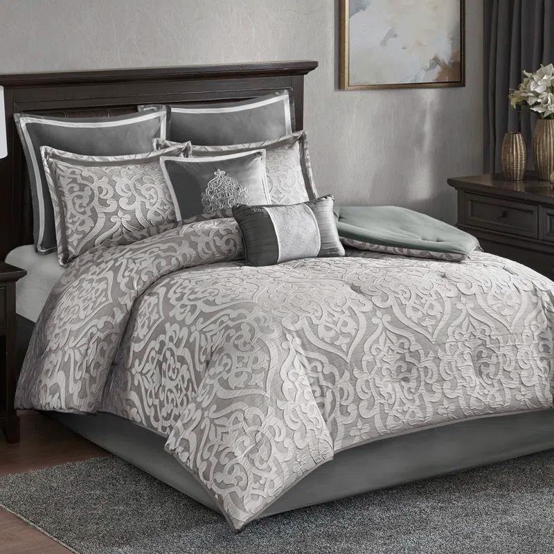 Madison Park Odette Jacquard 8 Piece Comforter Set