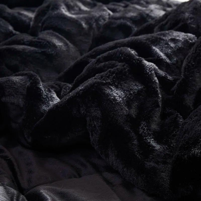 Madison Park Gia Back Print Long Fur Comforter Mini Set