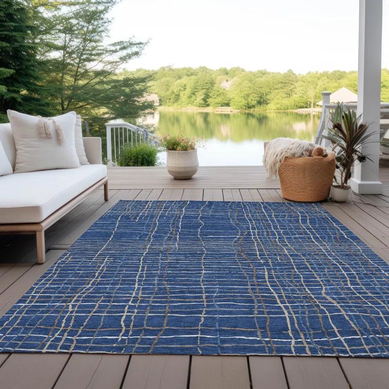 Machine Washable Indoor/Outdoor Chayden ACN998 Navy 3' x 5' Rug