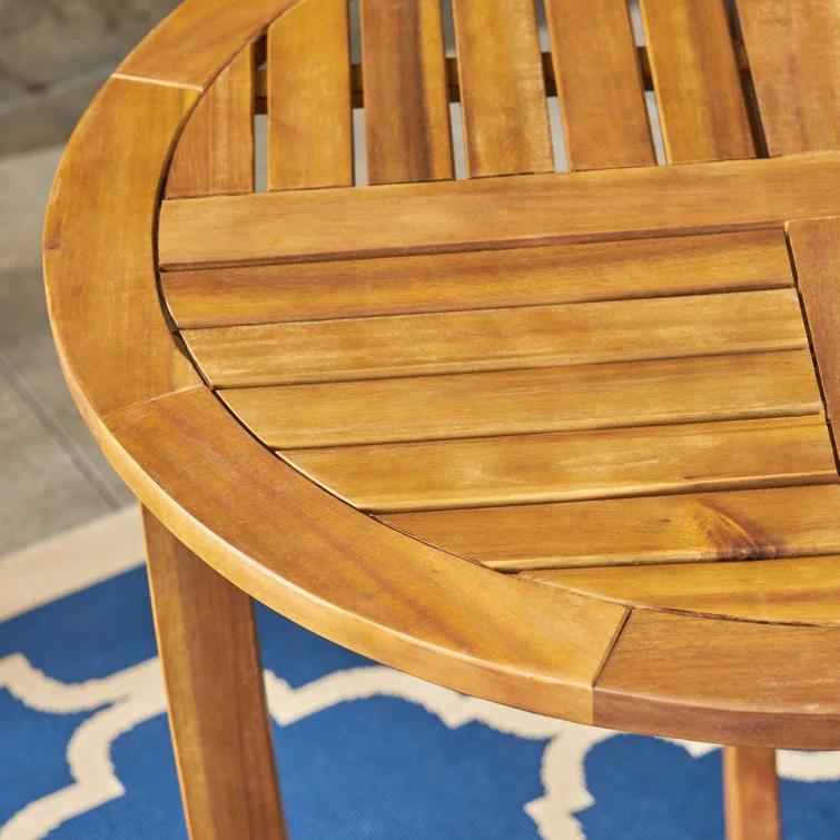 Highland Dunes Scottsville 2 - Person Acacia Wood Patio Dining Set with Round Table