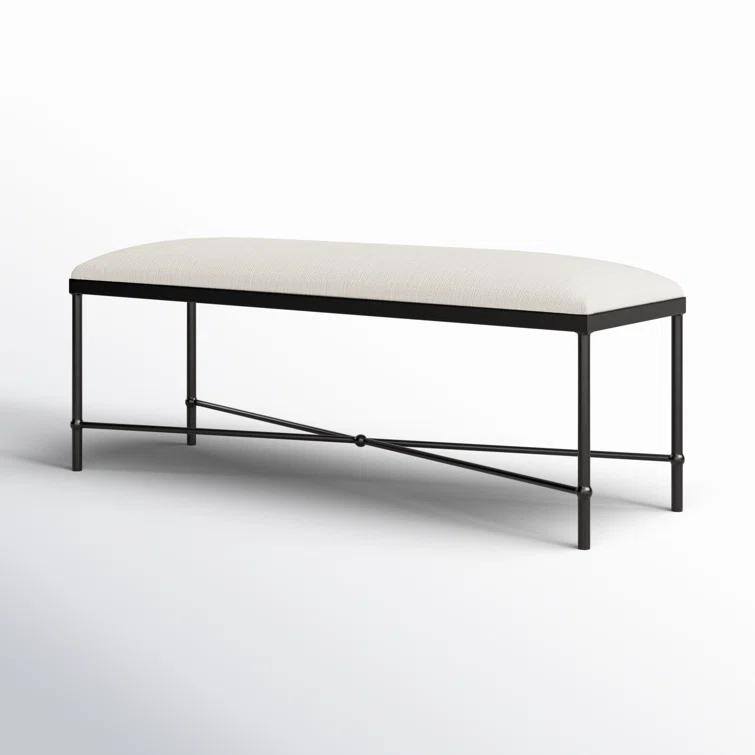 Uttermost Avenham Contemporary Iron and Fabric Small Bench in White/Black