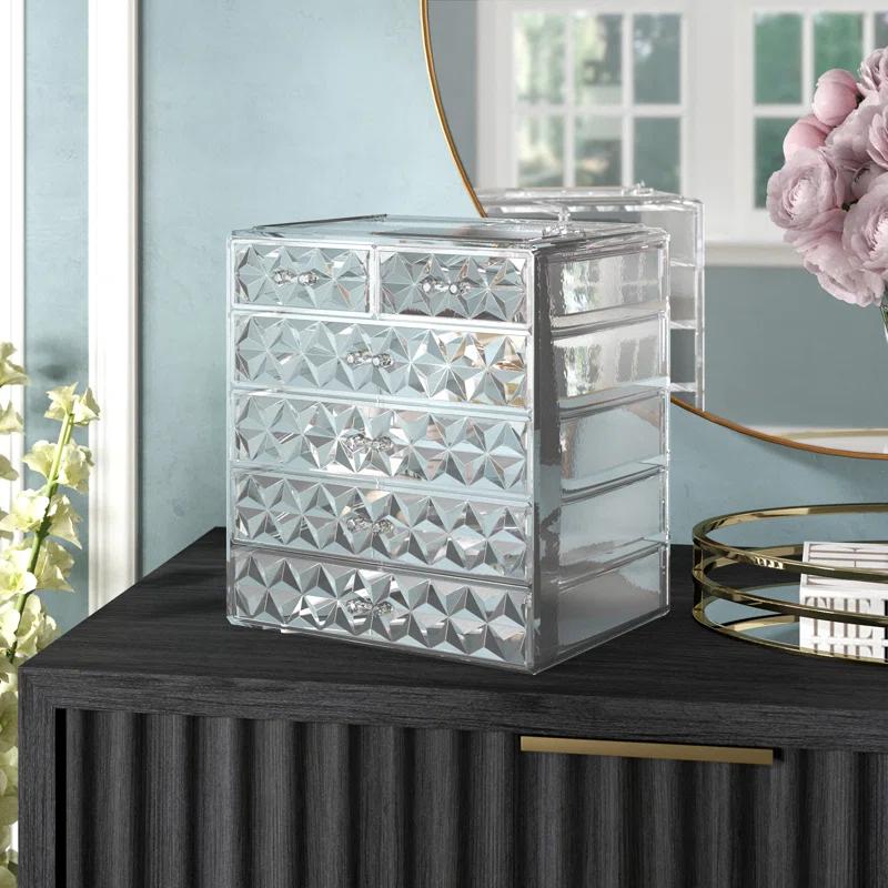 Sorbus Sorbus 6 Drawers Acrylic Makeup and Jewelry Cosmetics Organizer in Diamond Design
