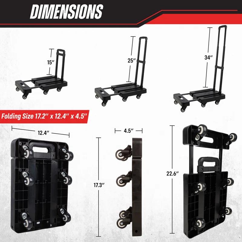 Stalwart Stalwart 500lb Max Folding Hand Truck Dolly Cart