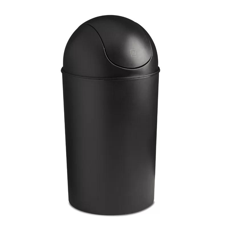 Black 10 Gallon Plastic Swing Top Kitchen Trash Can