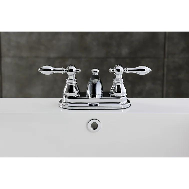 Kingston Brass Kingston Brass American Classic Two-Handle 3-Hole Deck Mount 4" Centerset Bathroom Faucet with Plastic Pop-Up KB2602ACL