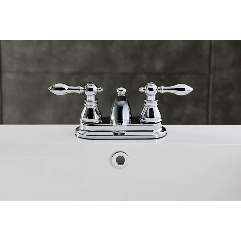 Kingston Brass Kingston Brass American Classic Two-Handle 3-Hole Deck Mount 4" Centerset Bathroom Faucet with Plastic Pop-Up KB2602ACL