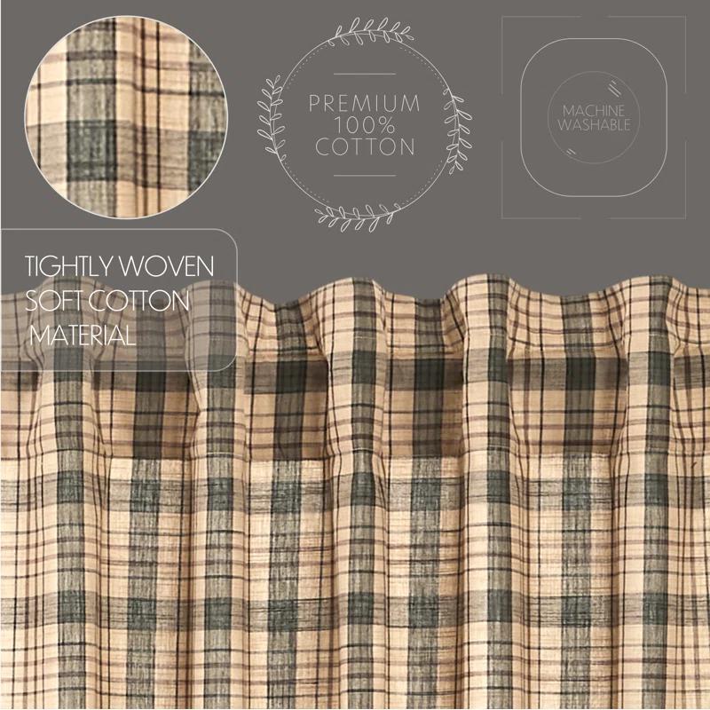 Rosalind Wheeler Holms Plaid Cotton Tailored Window Valance in Khaki/ Forest Green/ Russet