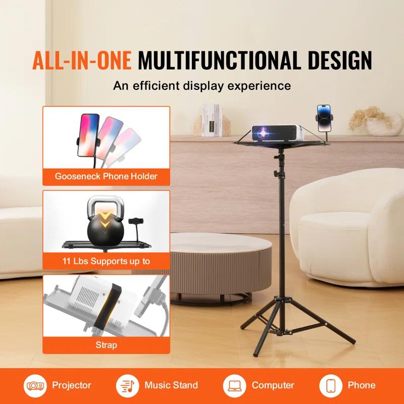 Rebrilliant Projector Stand Laptop Stand Tripod Adjustable Height from 26.97 to 63 in