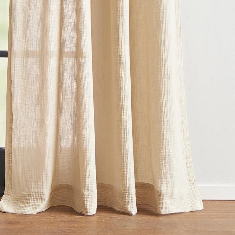 DKNY Pure DKNY Pure Cotton Gauze Tietab Offwhite Curtain Panel Pair (Set of 2)