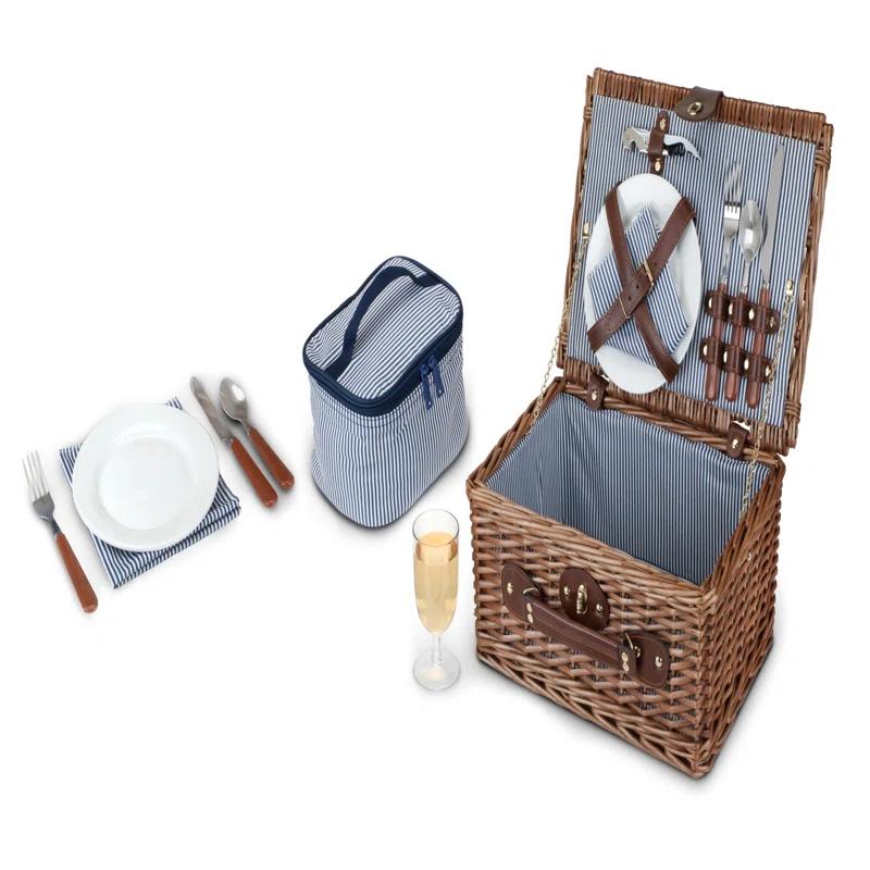 Seaside Newport Wicker Picnic Basket Set