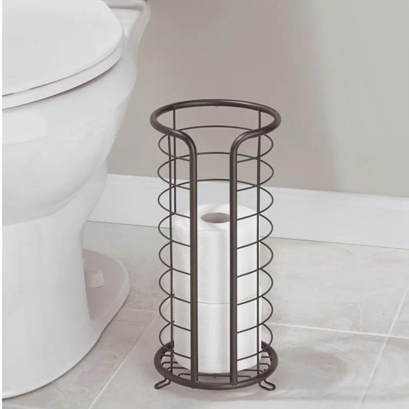 mDesign 5UYG90 mDesign Metal Toilet Paper Holder Stand, Freestanding 3 Roll Reserve