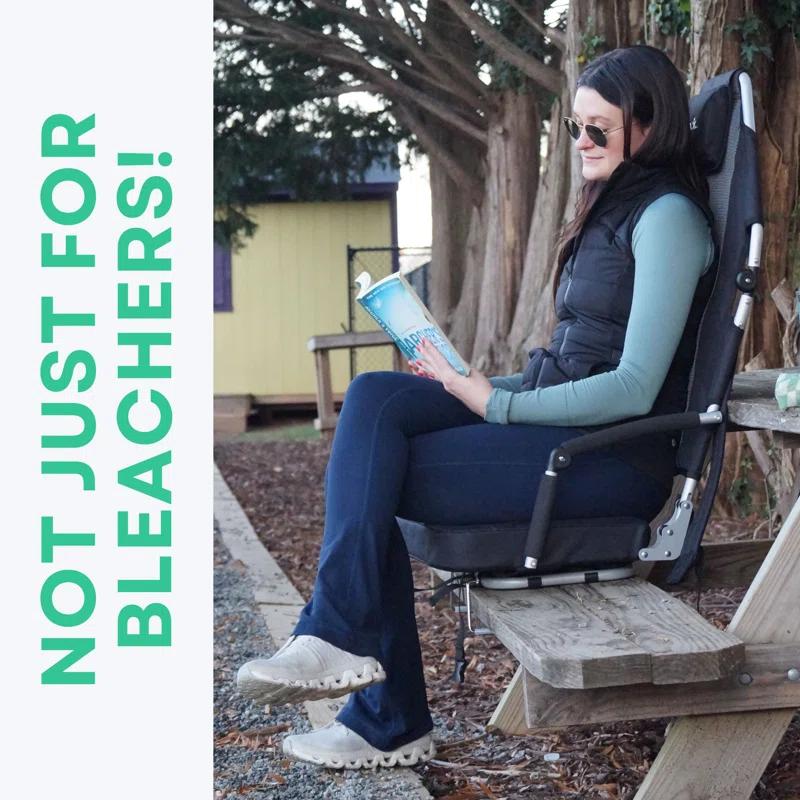 Sitbax SitBax Black Padded Bleacher Seat – The Ultimate Reclining Stadium Chair with Full Back & Neck Support and 360° Swivel – Lightweight, Foldable, and Portable with Backpack Straps - Patent Pending