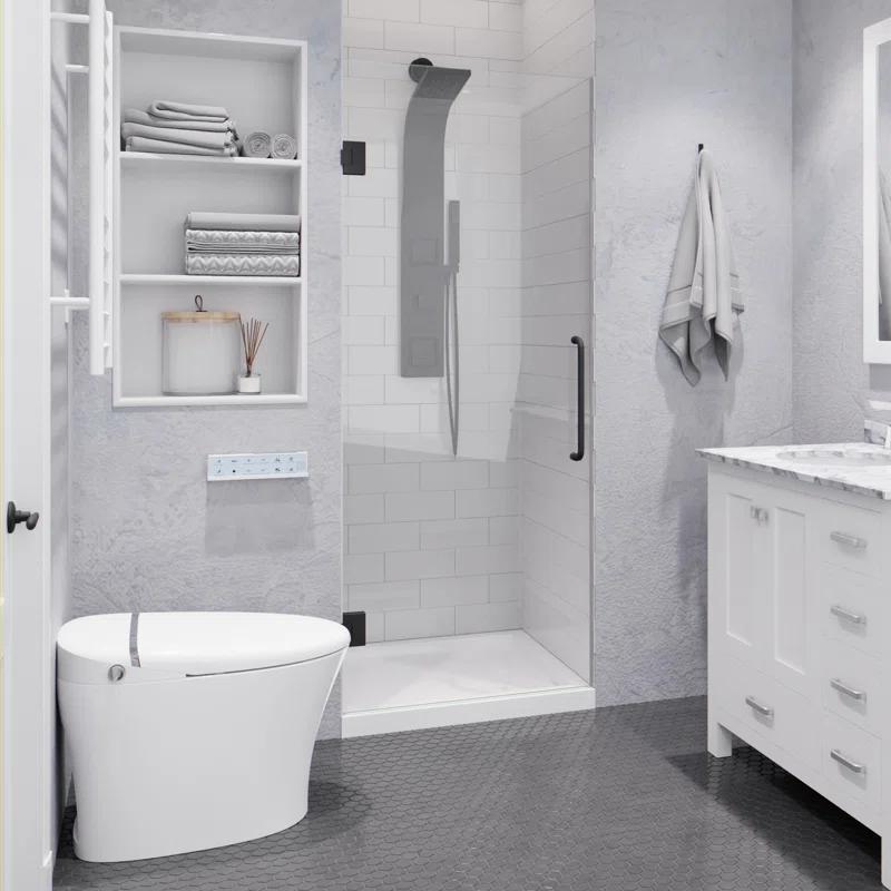 ANZZI SD-AZ09-02GB ANZZI Passion Series 30 In. X 72 In. Frameless Hinged Shower Door With Stainless Steel Handle In Gunmetal