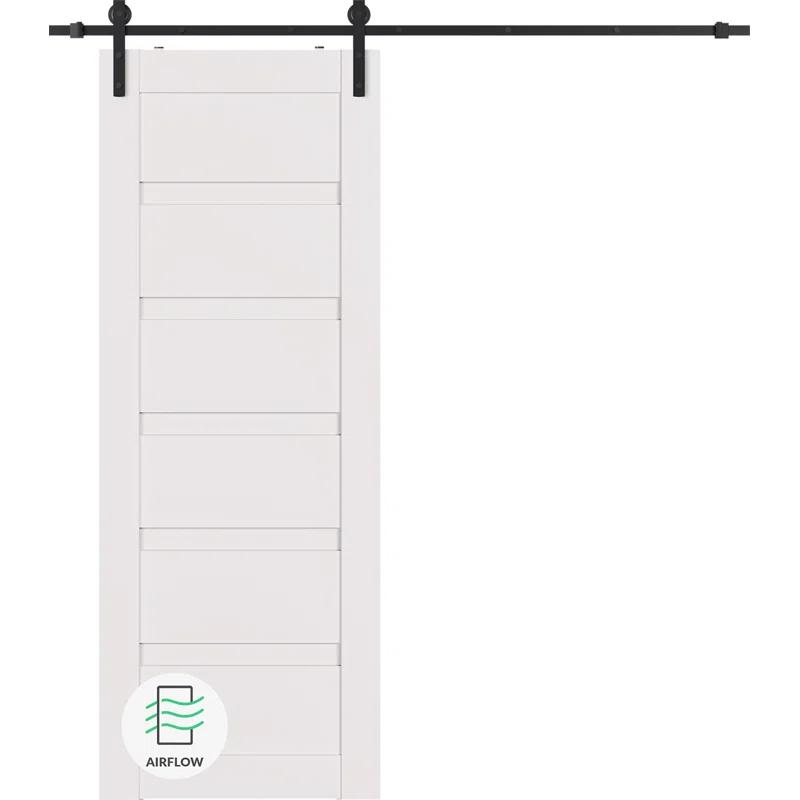 Belldinni Louver Solid + Manufactured Wood Paneled with Installation Hardware Kit Barn Door