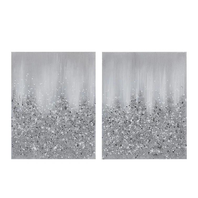 Ivy Bronx Heavily Embellished 2-Piece Abstract Canvas Wall Art Set – Modern Metallic Accents & Textured Design