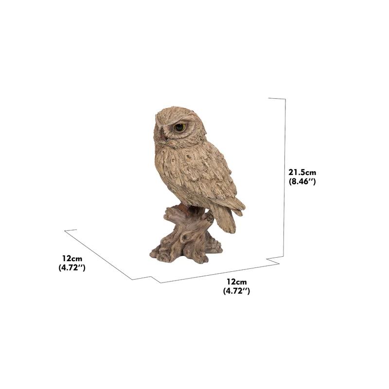 Driftwood Look Trumpet Owl Resin Garden Statue