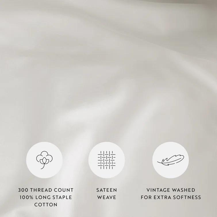 Becky Cameron Vintage Washed Long-Staple Sateen Cotton Duvet Cover Set