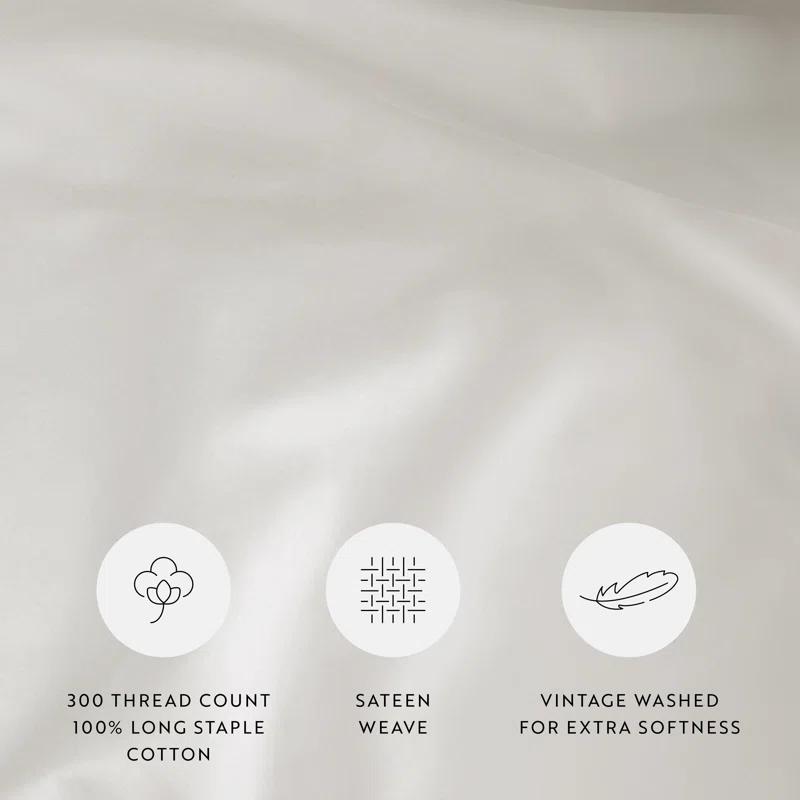 Becky Cameron Vintage Washed Long-Staple Sateen Cotton Duvet Cover Set