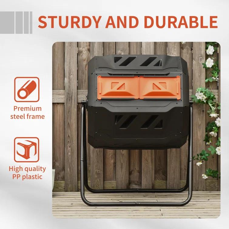 Outsunny 42.3 Gallons Outdoor Tumbler Composter with Latching Lid