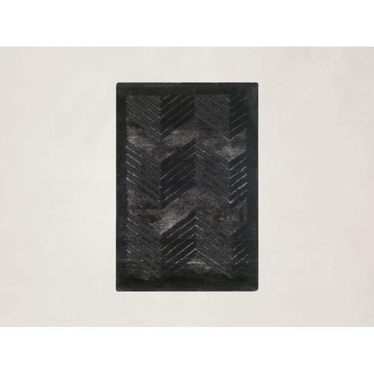 Onyx Art Deco Hand-Knotted Wool-Viscose Stripe Accent Rug