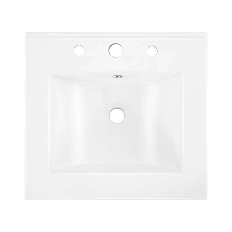 Ancillary 3-Hole 20" Classic Contemporary Rectangular Ceramic Single Sink Basin Vanity Top