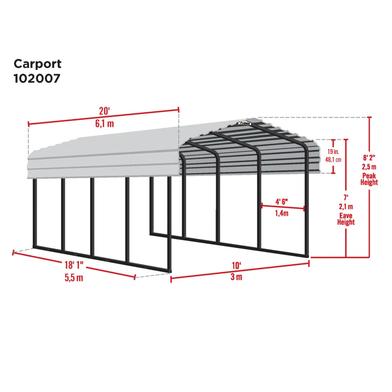 Arrow Arrow Galvanized Steel Carport