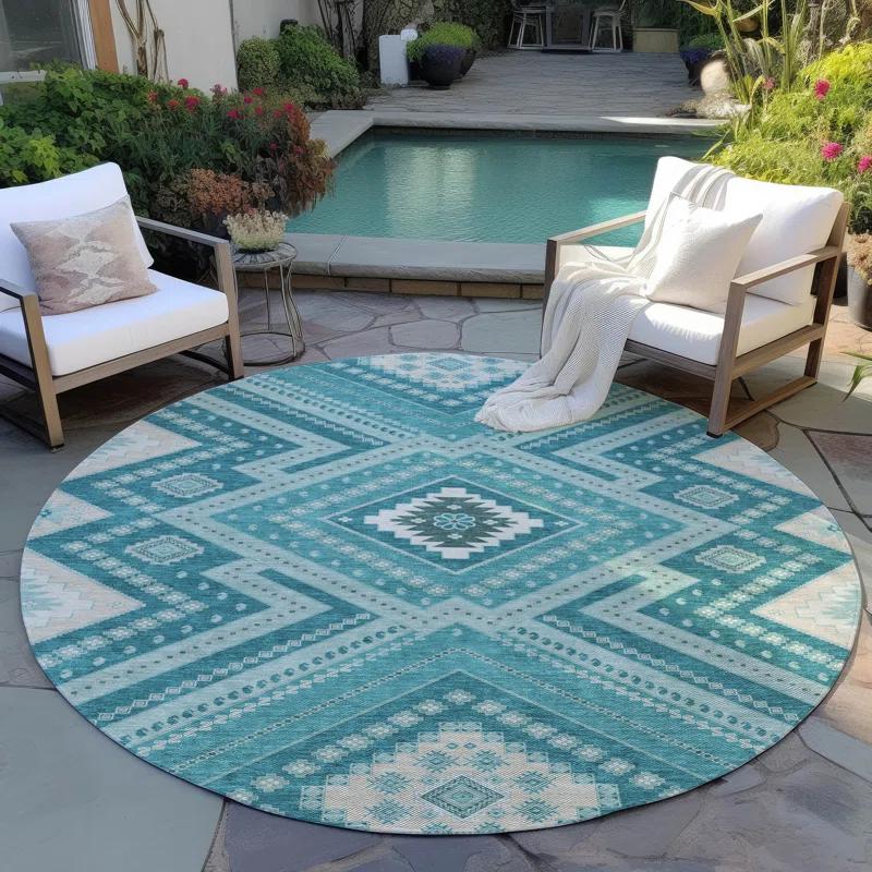 Machine Washable Indoor/Outdoor Chayden ACN1010 Teal 2'6" x 3'10" Rug