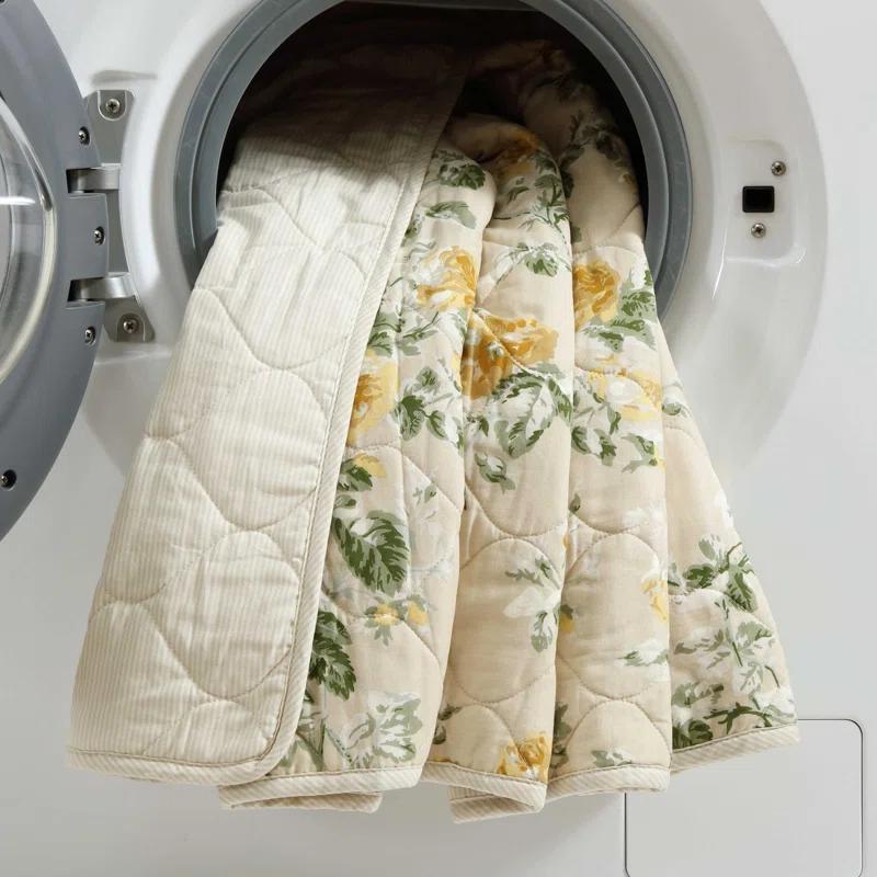 Laura Ashley Laura Ashley Roses Cotton Reversible Gold Quilt Set