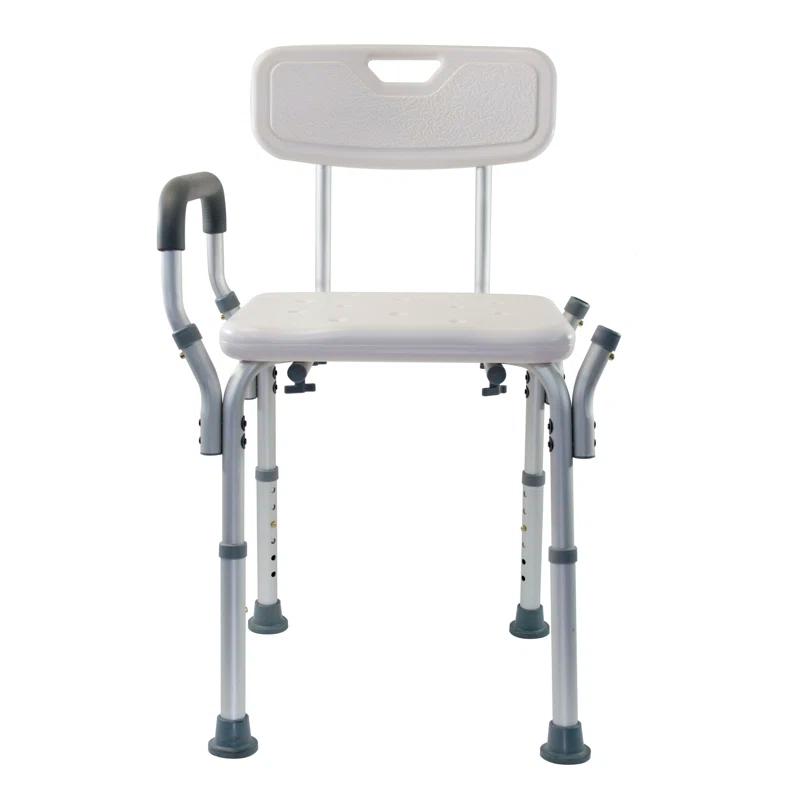 Essential Medical Supply Essential Medical Supply Height Adjustable Shower and Bath Bench with Padded Arms, Contoured Back and Textured Shower Chair Seat B3011