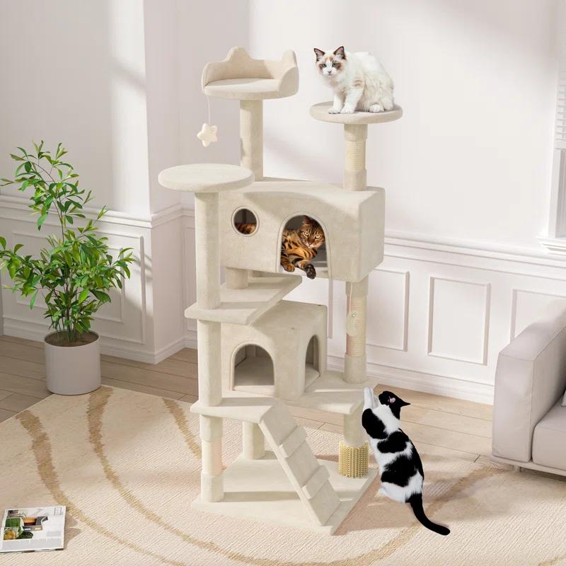 Tucker Murphy Pet™ 70" Cat Tree Tower With Scratching Posts, Multiple Cat Caves, Top Perch, And Play Features For Indoor Cats