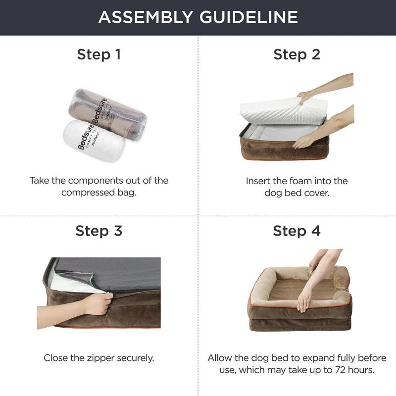 Orthopedic Dog Bed For Large Dogs - Big Washable Calming Dog Sofa Beds Large, Supportive Foam Pet Couch Bed With Removable Washable Cover, Waterproof Lining And Nonskid Bottom