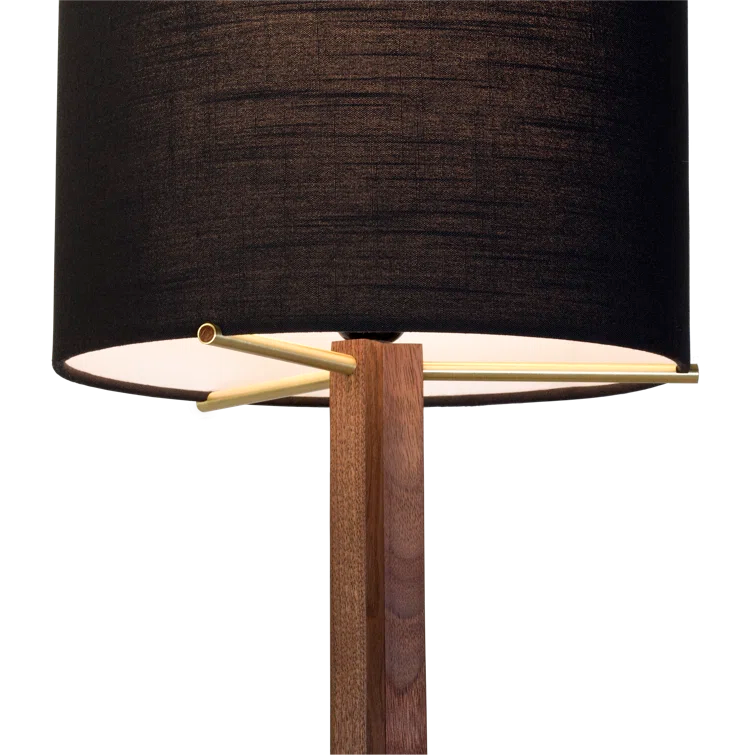 Nauta Sleek White Linen Shade Table Lamp with Dark Walnut Base