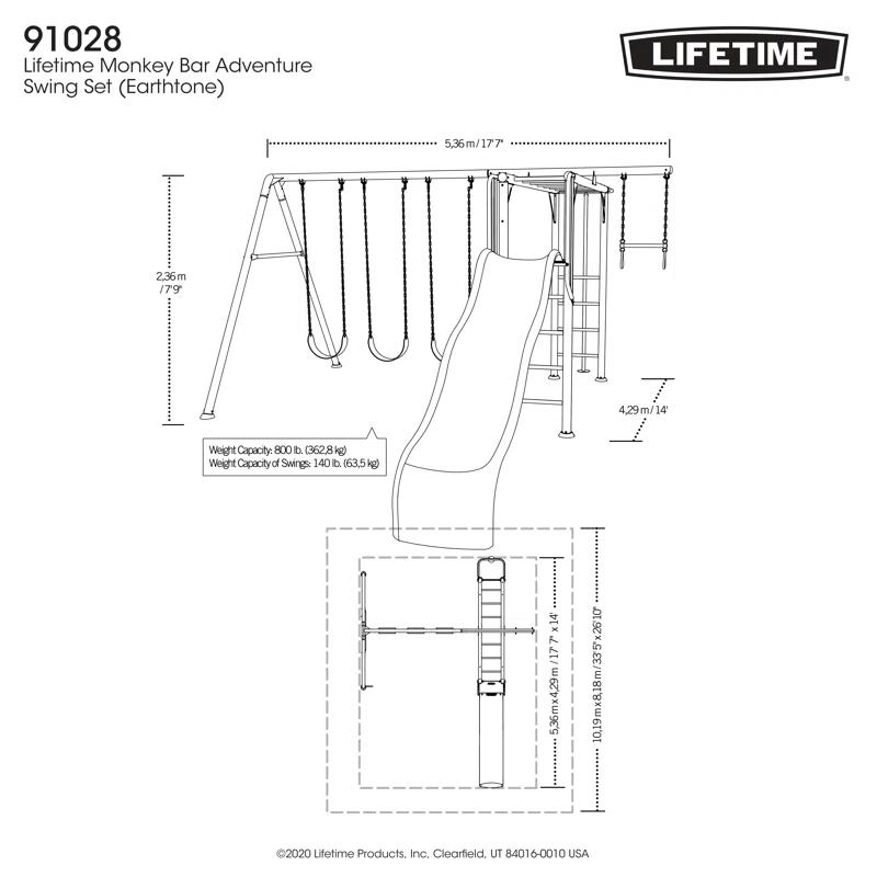Lifetime Lifetime Powder Coated Steel Swing Set with 4 Swing(s) , 1 Slide(s)