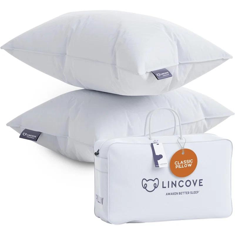 Lincove® Lincove Down & Feather Bed Pillows - Luxury Hotel Collection, 2 Pack