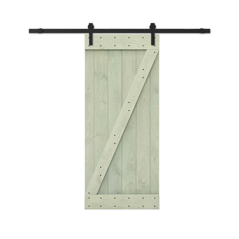Calhome 84'' Solid Wood Paneled Painted with Installation Hardware Kit Barn Door