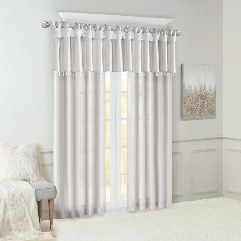 Madison Park Emilia Lightweight Faux Silk Single Valance with Beads