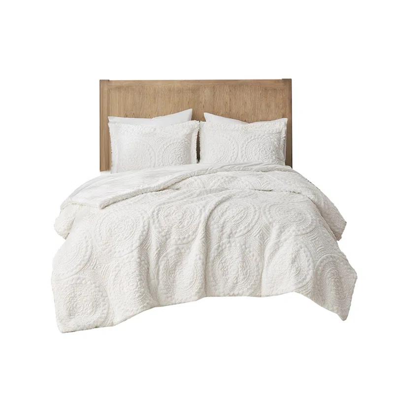 Madison Park Arya Embroidered Medallion Faux Fur Ultra Plush Comforter Set