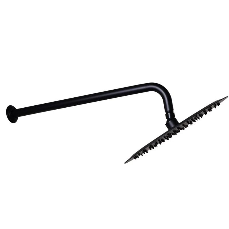 Westbrass COSHR1203-62 12" Round Thin Rainfall Shower Head with 1/2" IPS x 19" IPS Wall Mount 90-Degree Arm and Flange