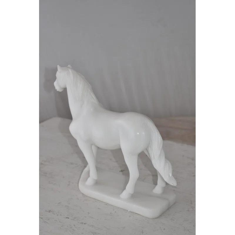 Standing Horse Made of White Marble Size: 11" x 5" x 9"H