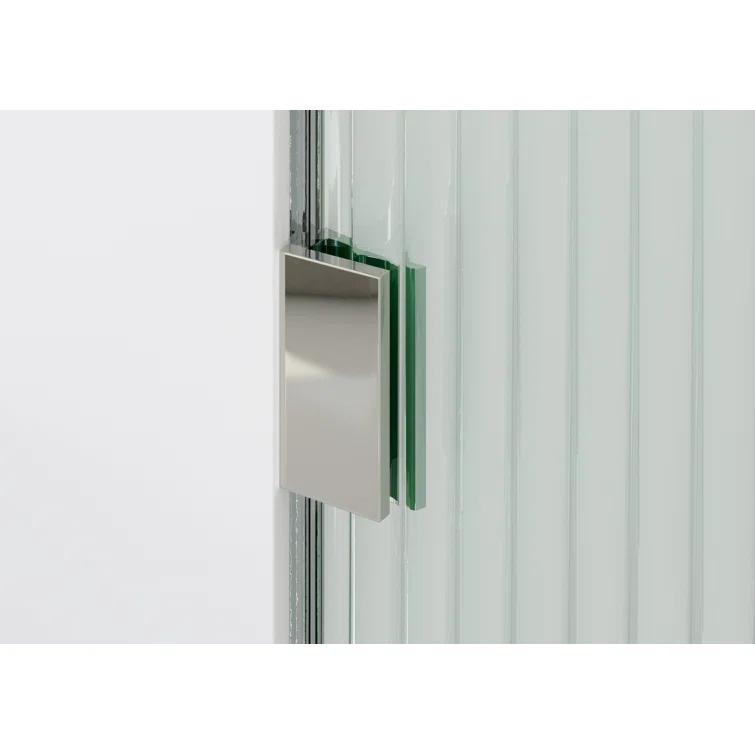 Glass Warehouse Aurora 30 in. x 58.25 in. Frameless Fluted Radius Single Fixed Bath Panel B-FL-RAD-30-L-CH