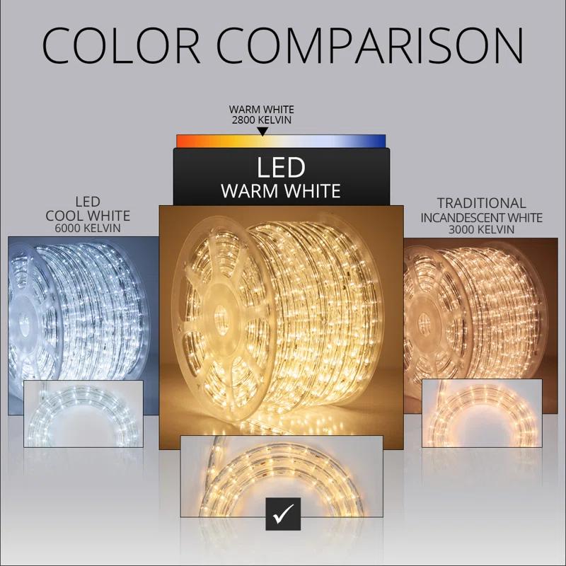 18FT 216 Light End-to-End Connectable LED Rope Lights