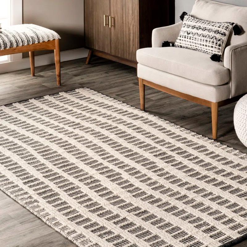 Arvin Olano x Rugs USA Parker Check Textured Ivory Area Rug