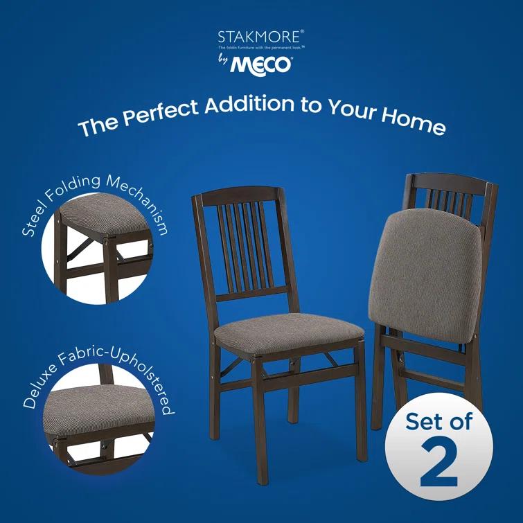 MECO Wood Fabric Upholstered Seat Folding Chair