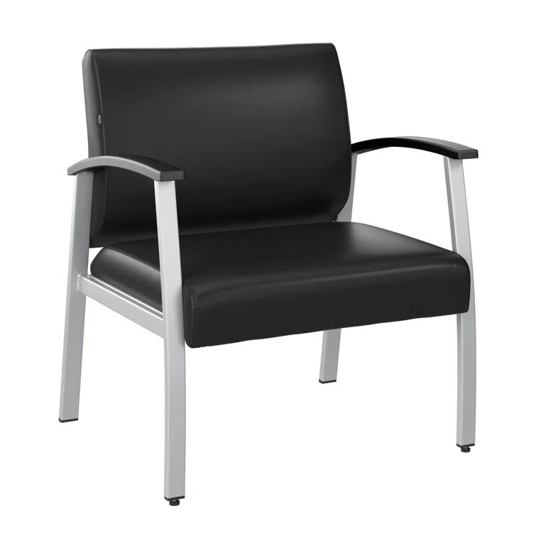Bush Business Furniture Arrive Collection Vinyl Seat Waiting Room Bariatric Chair with Metal Frame and arms