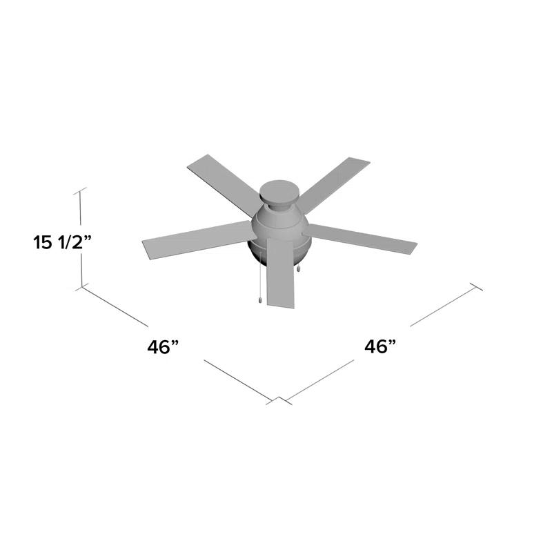 Hunter Fan 46" Anslee 5 - Blade LED Flush Mount Ceiling Fan with Pull Chain and Light Kit Included