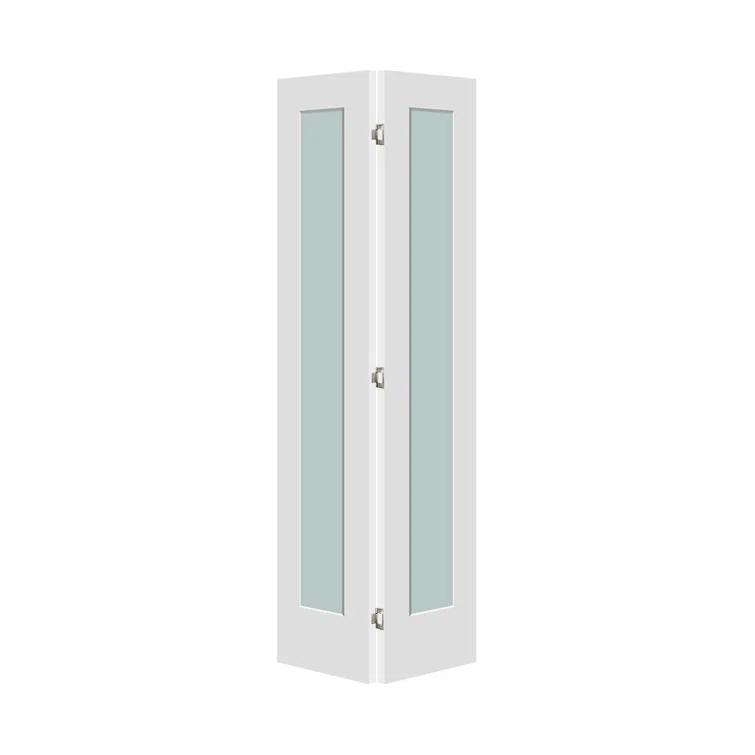 Luxdecor 80'' Solid Core Manufactured Wood 1-Lite Frosted Glass Bi-fold Door With Installation Hardware Kit