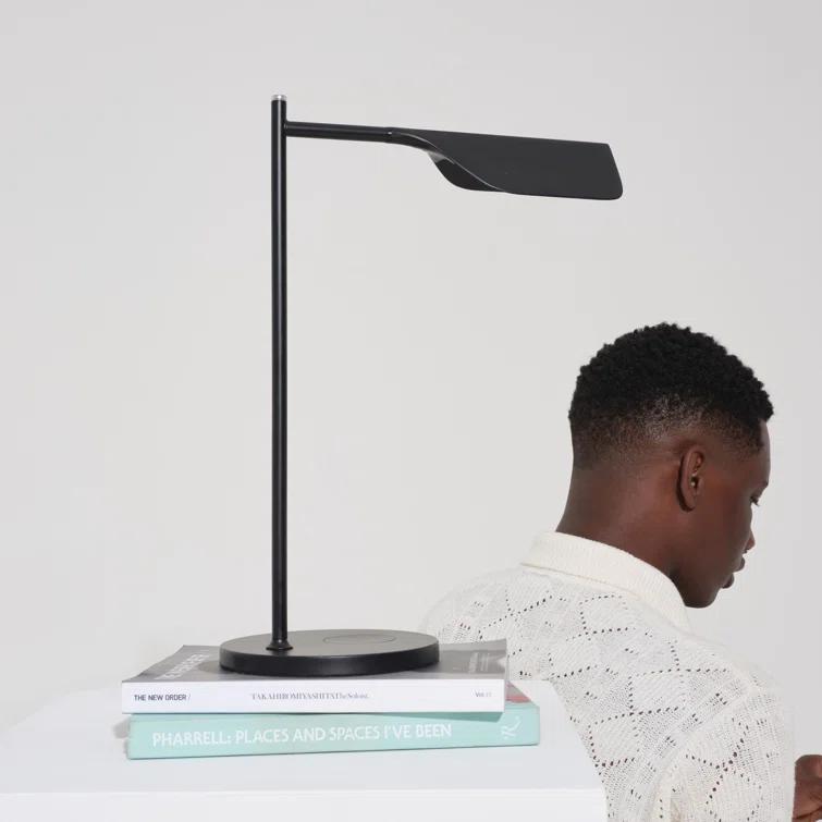 Brightech Leaf 16" Vintage LED Desk Lamp with Wireless Charging Pad, Adjustable Arm, and 3-Way Dimming